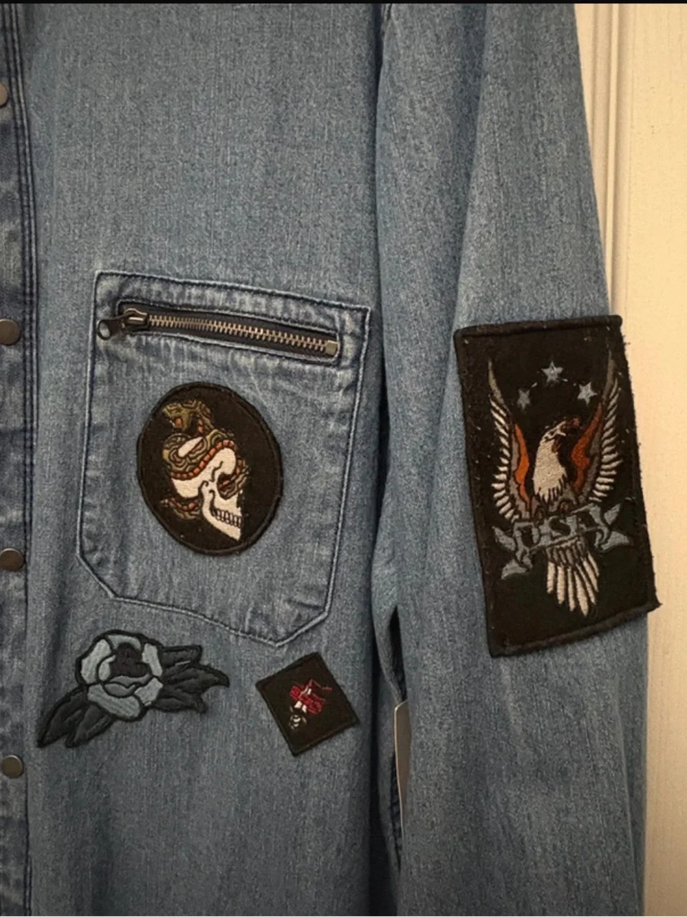INC Mens Denim Snap Front Shirt Size Large New - Picture 3 of 5
